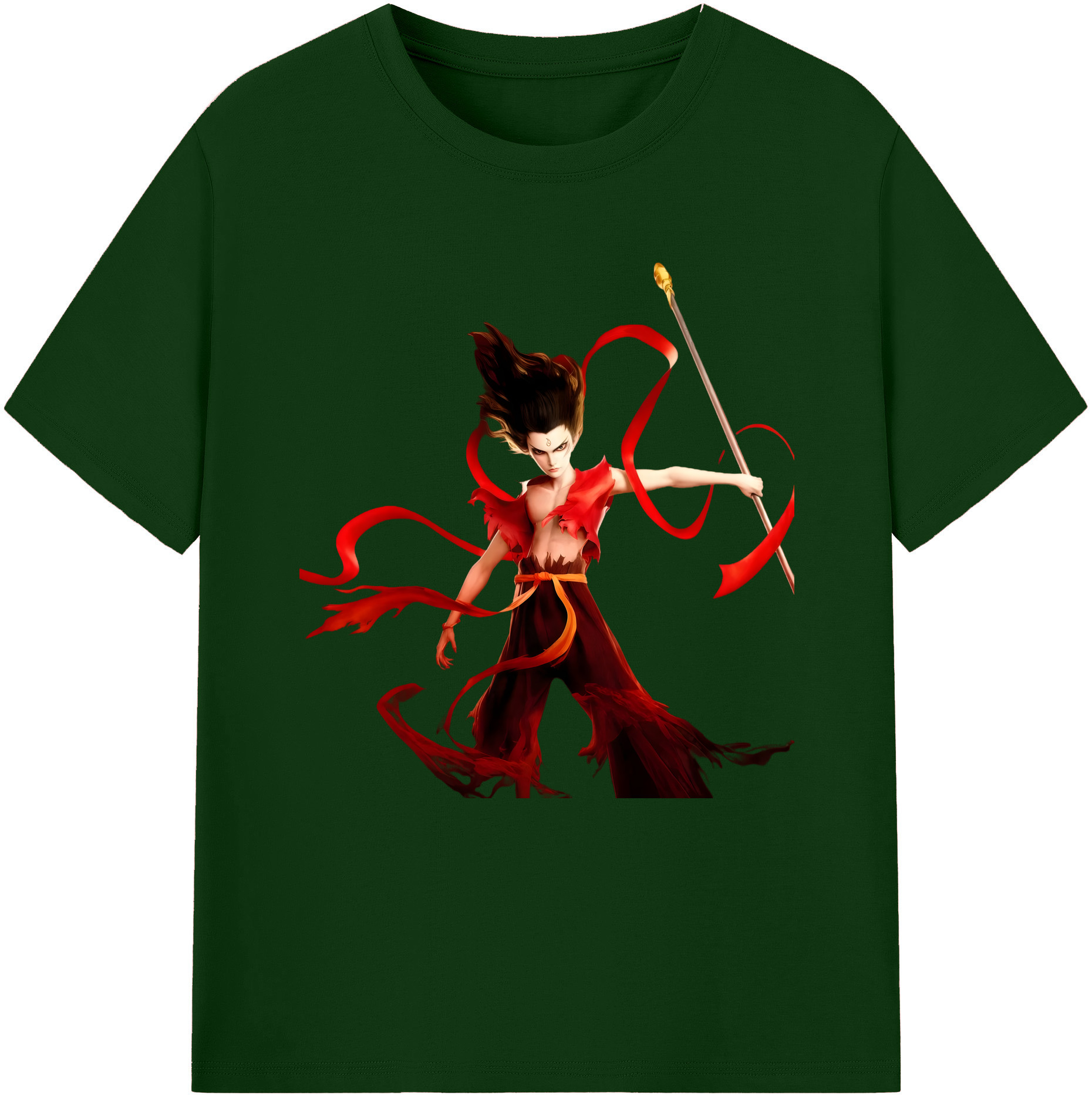 （画像用） Ne Zha 2 ナタ 魔童の大暴れ 綿100％半袖Tシャツ（フロントプリント）